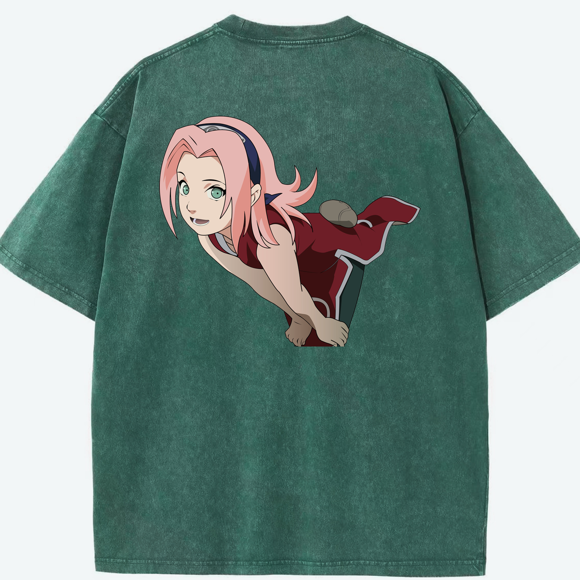 （画像用） NARUTO -ナルト- 春野サクラ Haruno Sakura 綿100% ヴィンテージ風 半袖Tシャツ（背面プリント）